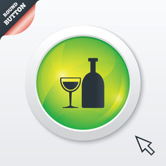 Alcohol sign. Drink symbol. Bottle with glass