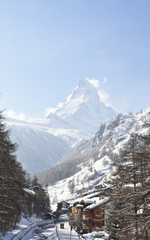 Fototapeta premium Zermatt, Bergdorf, Winter, Schweizer Alpen, Wallis