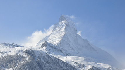 Naklejka na ściany i meble Zermatt, Mountain Village, ośrodek narciarski, Alpy Szwajcarskie, Winter
