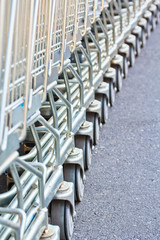 Shopping carts in a row