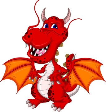 cute red dragon cartoon