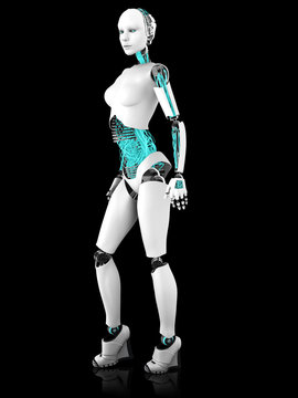 Sexy robot woman posing.