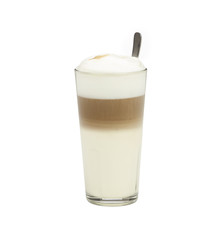 Latte macchiato in glass