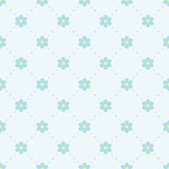 Seamless pattern with blue flowers