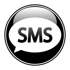 Sms black glossy web icon