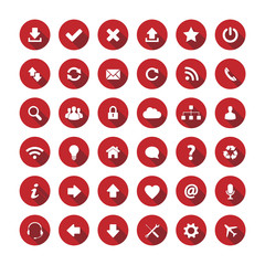 Red long shadow style icons