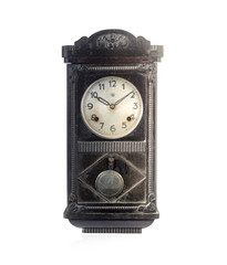 antique clocks isolated on white.