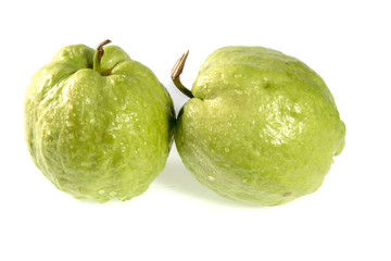 Guava fruit on white background.