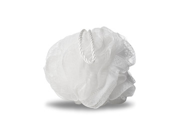 plastic bath puff isolated on white