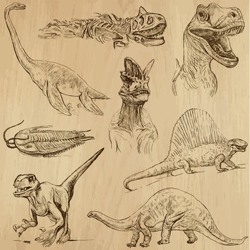 Dinosaurs no.1 - an hand drawn illustrations, vector set