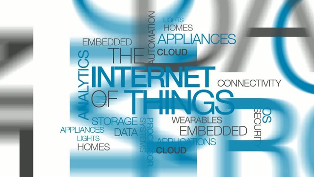The Internet of Things connected words tag cloud animation