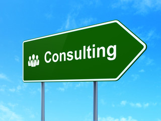 Finance concept: Consulting and Business People on road sign