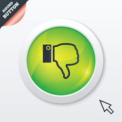 Dislike sign icon. Hand finger down symbol.