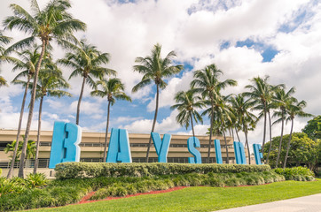 Bayside capital letters sign and Palm trees in Miami Florida © Mirko Vitali