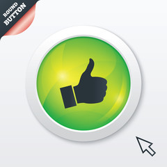 Like sign icon. Hand finger up symbol.