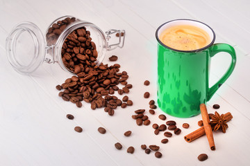 cup of Coffee on wooden vintage table
