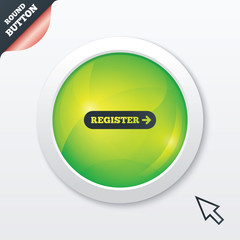 Register with arrow sign icon. Membership symbol