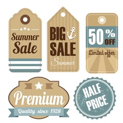 Retro set of summer vintage sale quality labels,tags, vector