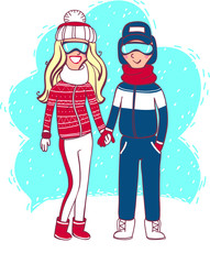 woman and man in the mountains