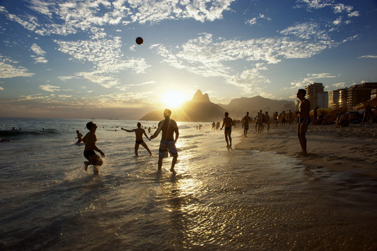 Silhouettes of Carioca Brazilians Playing Altinho Beach Football
