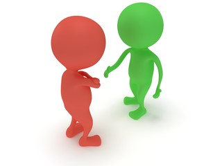 3d two people do not shake hands.