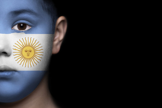 Human face painted with flag of Argentina - Powered by Adobe