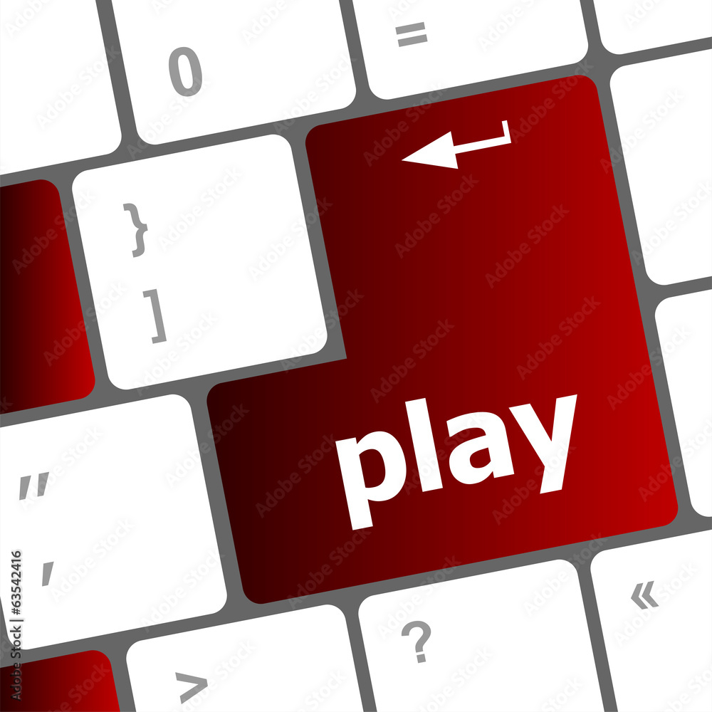 Poster play word on computer keyboard button