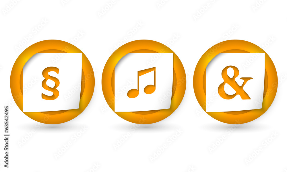 Poster set of three vector icons with marks