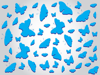 Beautiful blue butterflies flying around background