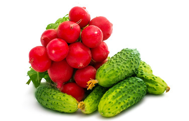 fresh cucumber and radish