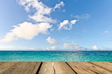 Fotobehang Beauty seascape under blue clouds sky. View from pier © nuiiko