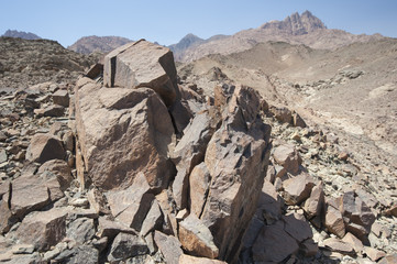 Granite mountain slope in a desert