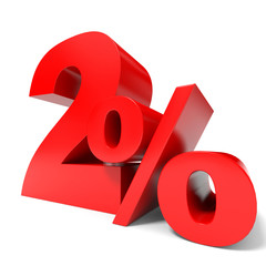 Red two percent off. Discount 2%.