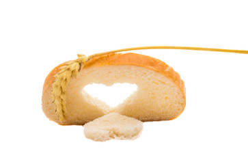 bread slice with symbol of heart