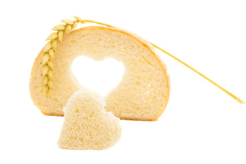 bread slice with symbol of heart