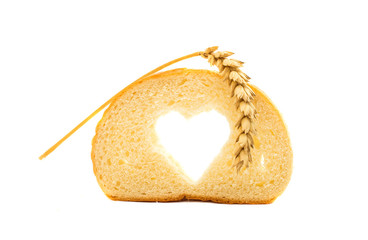 bread slice with symbol of heart