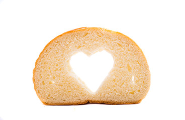 bread slice with symbol of heart