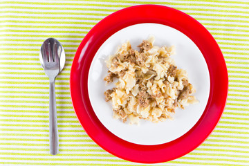 Pasta with roasted minced meat
