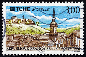 Postage stamp France 1990 View of Bitche, Moselle