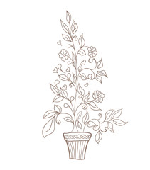 flower in pot sketch