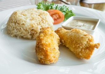 Fried chicken and garlic fried rice