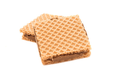 chocolate waffles isolated