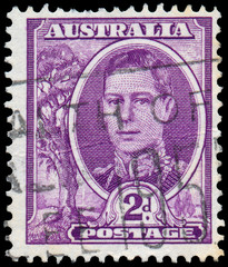 Stamp printed in Australia shows King George VI