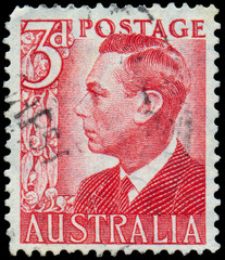 Stamp printed in Australia shows King George VI