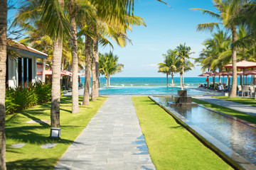 Scenic view of tropical resort in Vietnam.