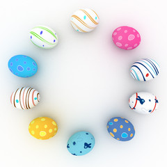 Easter colorful eggs isolated on white background
