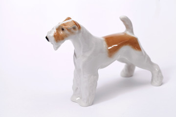fox terrier Dog ceramic figurine