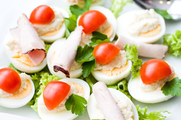 Half boiled eggs. Dish for Easter breakfast