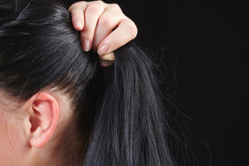 Woman with beauty long black hair