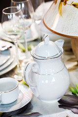 .Ceramic tableware on the table